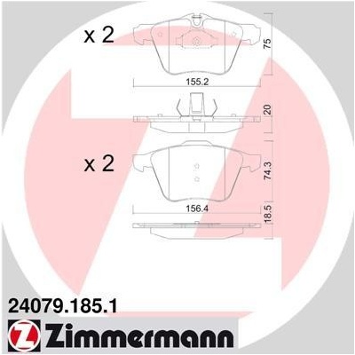 Sada brzdových platničiek kotúčovej brzdy ZIMMERMANN 24079.185.1