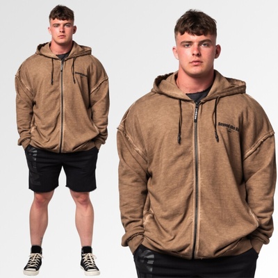Nebbia pánska fitness mikina na zips 362 light brown