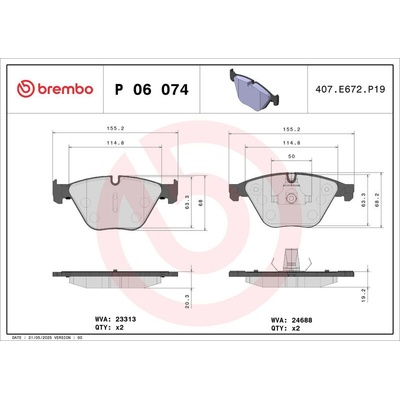 Sada brzdových destiček BREMBO P06074 - BMW