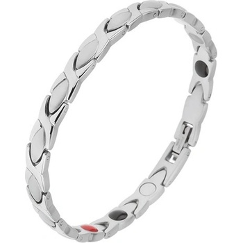 Šperky eshop náramek z oceli stříbrné barvy lesklé a matné články magnety SP30.03