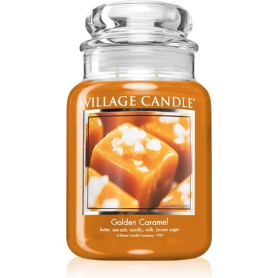 Village Candle Golden Caramel ароматна свещ (Glass Lid) 602 гр