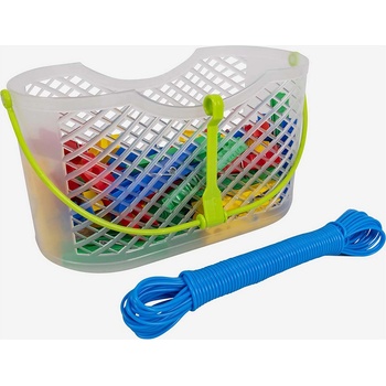 Bo-Camp Set Pegs + Washing line in basket