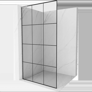 Mexen Kioto L преграда за душ Walk-in 100 x 200 cm, черна решетка, хром - 800-100-103-01-77 (800-100-103-01-77)