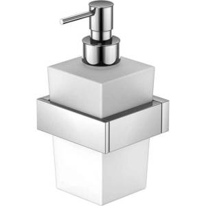 Steinberg 460 - Дозатор за сапун с държач, бяло стъкло/хром 460 8001 (460 8001)