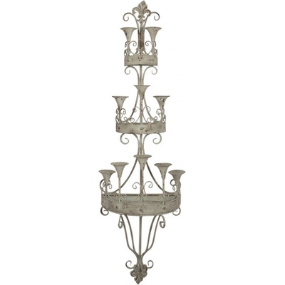 Zelený antik nástěnný kovový svícen na 10 svíček Vintage - 44*21*144 cm - Clayre & Eef