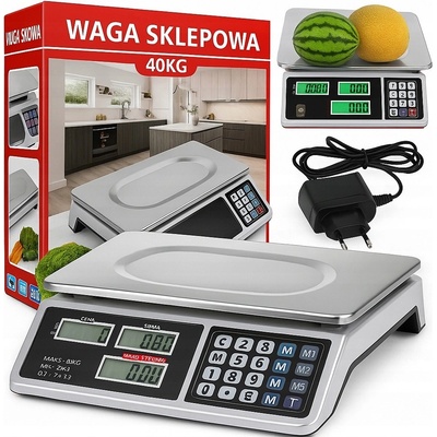 OBCHODOVÁ VÁHA 40KG / 2g ELEKTRONICKÁ KUCHYŇSKÁ GASTRONOMICKÁ SKLADOVACÍ