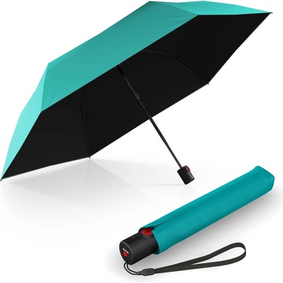 Knirps KNIRPS U.200 TURQUOISE WITH BLACK - elegantní dámský plně automatický deštník – Zboží Mobilmania