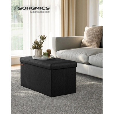 SONGMICS Taburet s úložným priestorom, nosnosť 300 kg, 89 l, 76 x 38 x 38 cm čierna