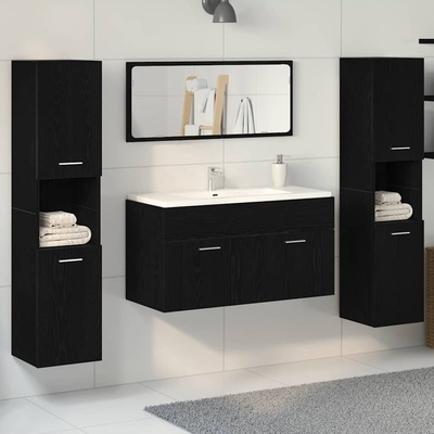 vidaXL Комплект мебели за баня 4 pcs Черния дъб Инженерно дърво (3334325)