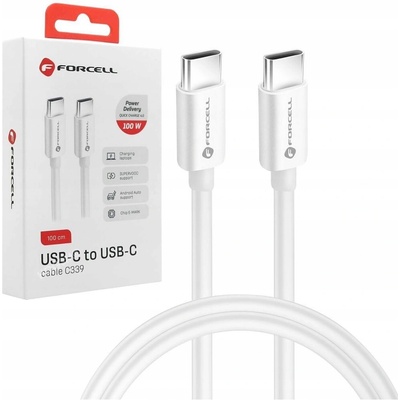Forcell C339 nabíjací USB-C > USB-C QC4.0 5A/20V PD100W, 1m, bílý