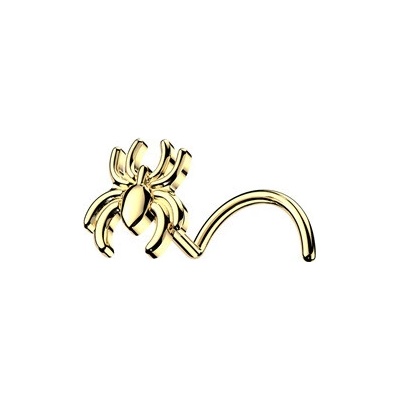 Šperky4U Zlacený piercing do nosu pavouček N0174-GD