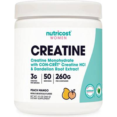 Nutricost Креатин (формула за жени с фолиева киселина, глухарче, мечо грозде и червена боровинка) 260 g прах, с аромат на манго | Nutricost (67447 (484101) NC)