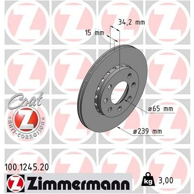 Brzdový kotúč ZIMMERMANN 100.1245.20 (100124520)
