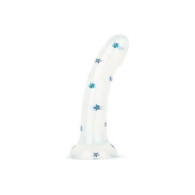EasyToys Blossom Bliss Medium Dildo with Blue Flowers 19 cm dildo s třpytkami