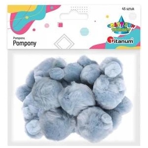 TITANUM Grey acrylic pompons mix sizes 45pcs