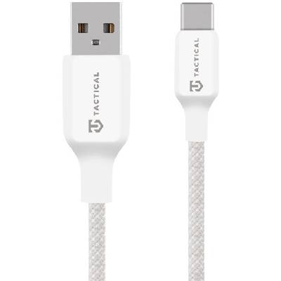 Шиеща нишка оплетен кабел за зареждане и данни - USB-A към USB-C - 30 см - бял (92102)