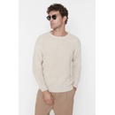 Trendyol Beige Men's Oversize Fit Wide Fit Crew Neck Basic Knitwear Sweater krémová