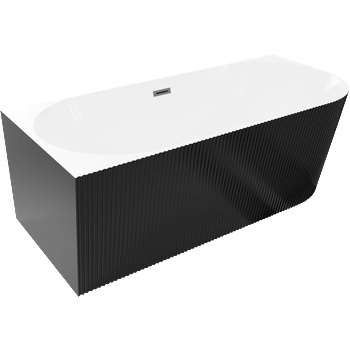Mexen Silo свободностояща ъглова вана лява, оребрена 150 x 75 см, бяла/черна, (52891507575L-66)