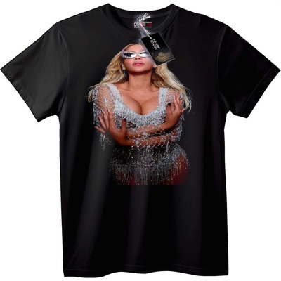 NOONEBRAND Тениска Beyoncé Брокатен Блясък - 4XL, White