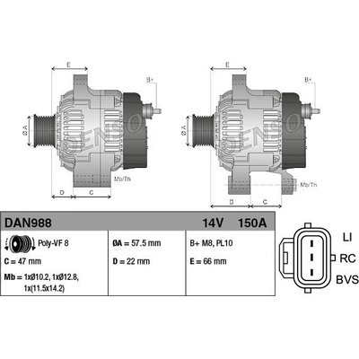 Alternátor DENSO (DE DAN988)