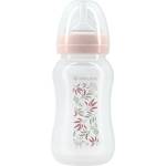 KikkaBoo Бебешко шише с широко гърло Kikkaboo - Tropical leaves, Pink, 330 ml (31302020074)