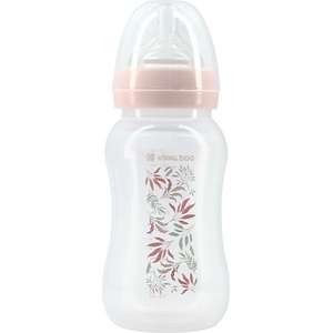 KikkaBoo Бебешко шише с широко гърло Kikkaboo - Tropical leaves, Pink, 330 ml (31302020074)