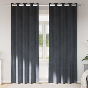 Pure Line Home Кадифени завеси в цвят стоманеносив с метални халки, 2 бр. , 140 x 260 см