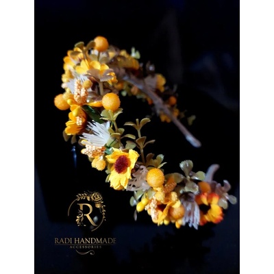 Radi handmade Диадема за коса с изкуствени цветя малки оранжеви маргаритки (451)