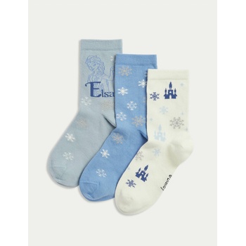Marks & Spencer Чорапи Disney Frozen с висок процент памук, комплект 3 чифта (6 малки - 3½ големи) Marks & Spencer в многоцветно Marks & Spencer | Mnogotsveten | Момичешки | 6-8+