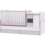 Lorelli Трансформиращо се легло Lorelli - Mini Max, 190 x 72 cm, Бяло/Розов кант (10150500032A)