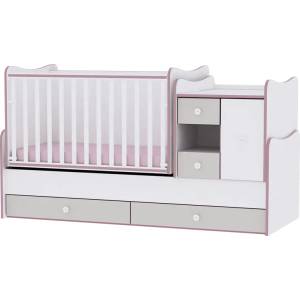 Lorelli Трансформиращо се легло Lorelli - Mini Max, 190 x 72 cm, Бяло/Розов кант (10150500032A)