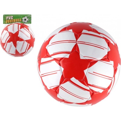 Míč fotbalový nafouknutý šitý 23cm červenobílý