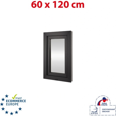 Okna Hned Plastové okno 60x120 cm antracit/bílá otevíravé i sklopné levé