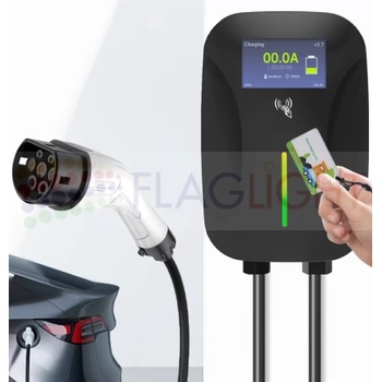 11 kW Трифазна Зарядна Станция за Електромобили 16А, тип 2, за монтаж на стена, управление на достъпа с чип (FL-EU008-2)