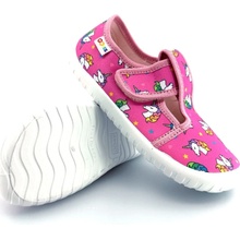 Detské barefoot papuče GoKids Togo jednorožce ružové
