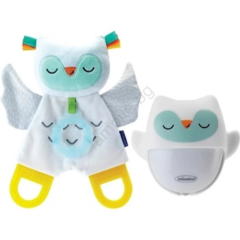Infantino - Нощна лампа със светеща играчка за гушкане Owl (FBB0221)