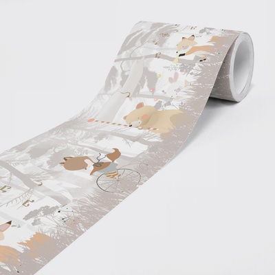 DIMEX ART Влиесова самолепяща бордура мечета и лисици 15 см x 5 м