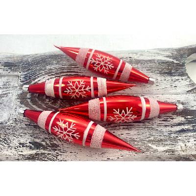 Okrasa Čadca Vianočné rakety 72/610/14x3/4ks - červené+ biela vločka