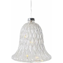 SIRIUS Sklenený LED zvon, číry, Ø 9 × 10 cm, 5 LED, IP20, 1× AAA