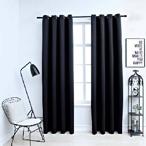 Pure Line Home Плътни завеси в цвят черен с метални халки, 2 бр. , 137 x 213 см