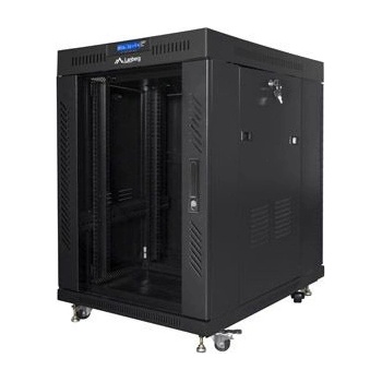 Lanberg Комуникационен шкаф Lanberg rack cabinet 19" free-standing 15U/800x1000 (flat pack) with glass door lcd black v2 (FF01-8015-12BL)