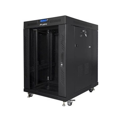 Lanberg Комуникационен шкаф Lanberg rack cabinet 19" free-standing 15U/800x1000 (flat pack) with glass door lcd black v2 (FF01-8015-12BL)