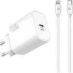 S-Link Мрежово зарядно устройство S-Link - SL-EC62PD (20 W, бързо зареждане QC4.0, Type-C към Lightning, 100 cm кабел за данни и зареждане, бял) 36399 (36399)