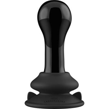 Chrystalino Globy Glass Vibrator with Suction Cup and Remote Rechargeable 10 Speed Black