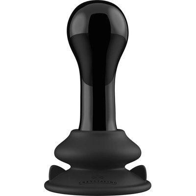 Chrystalino Globy Glass Vibrator with Suction Cup and Remote Rechargeable 10 Speed Black