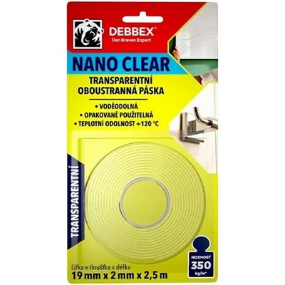 Den Braven Nano Clear Obojstranná páska 19 mm × 2 mm × 2,5 m