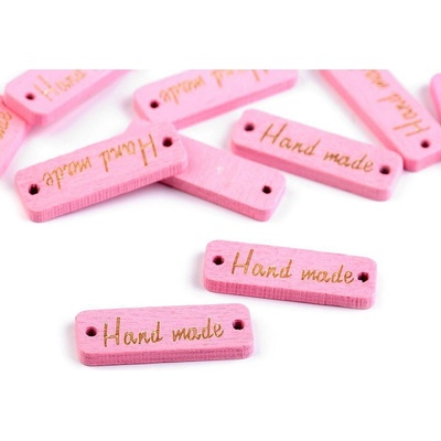 Prima-obchod Dřevěná cedulka / ozdoba Handmade 10x30 mm, barva 4 růžová