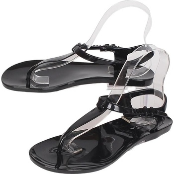 Силиконови сандали в черно с равна подметка