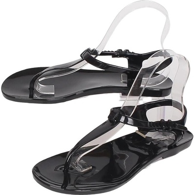 Силиконови сандали в черно с равна подметка