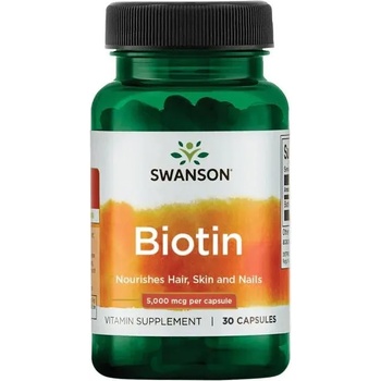 Image 1 of Swanson Biotin, 5000 mcg, 30 капсули, Swanson (SW1239)